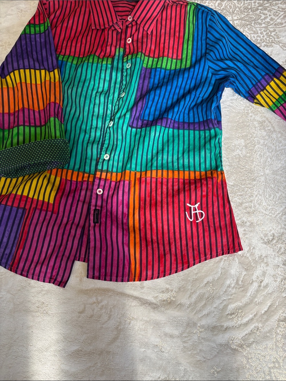 Faconnable Multicolor Geometric Stripe Button-Up - Picture 7 of 10